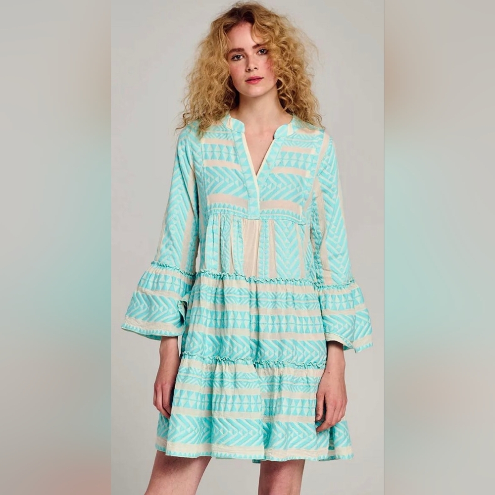 Devotion TWINS Turquoise and Cream Dress